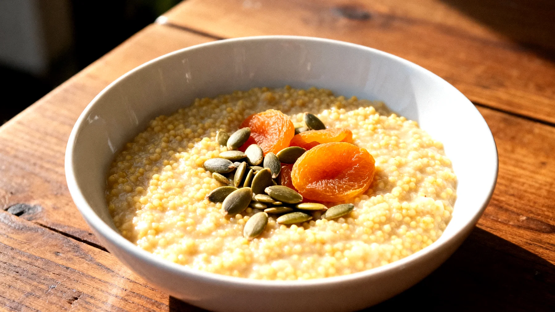 Porridge di miglio con semi di zucca e albicocche secche"