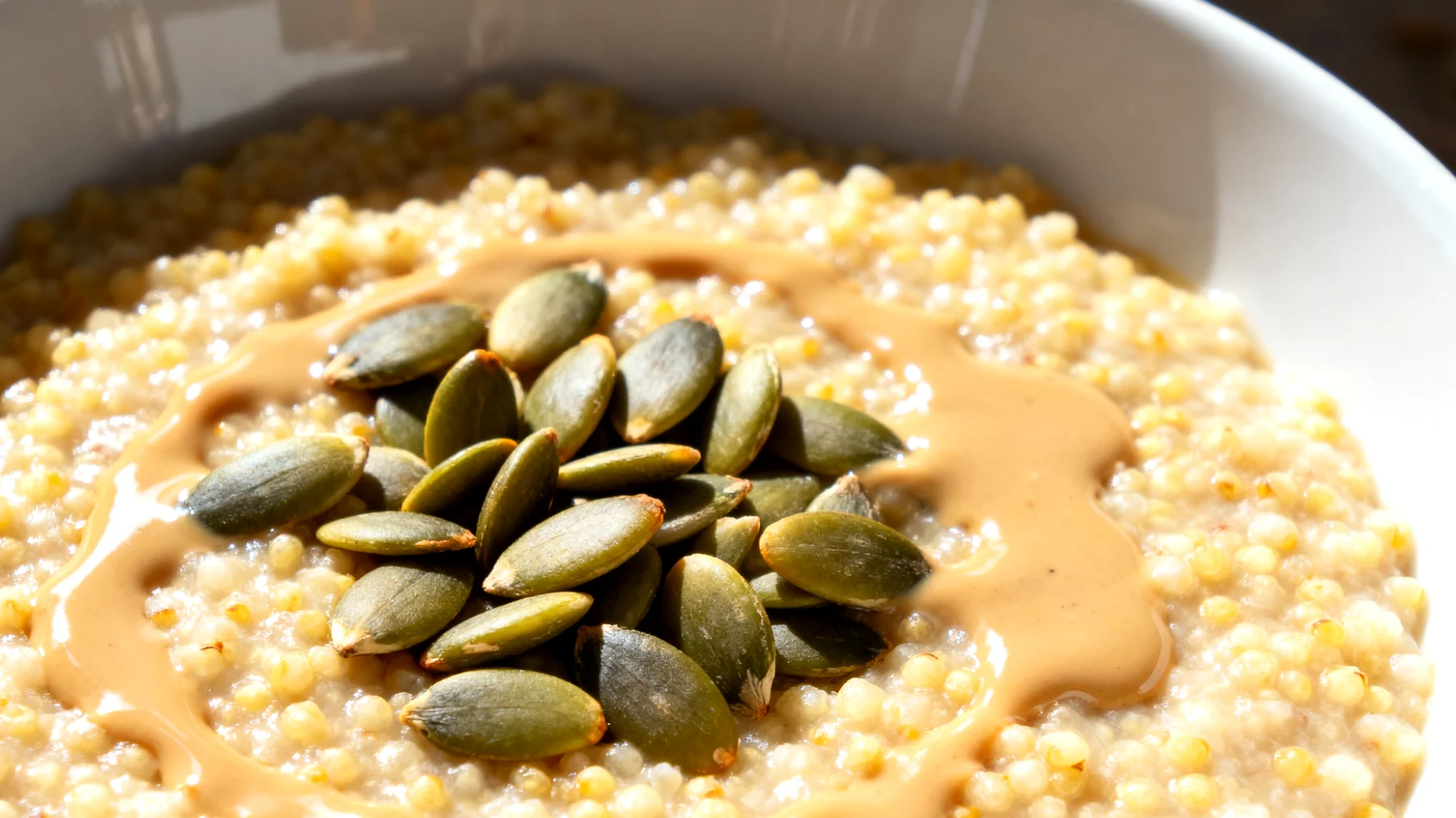 Porridge di miglio con semi di zucca e tahina"