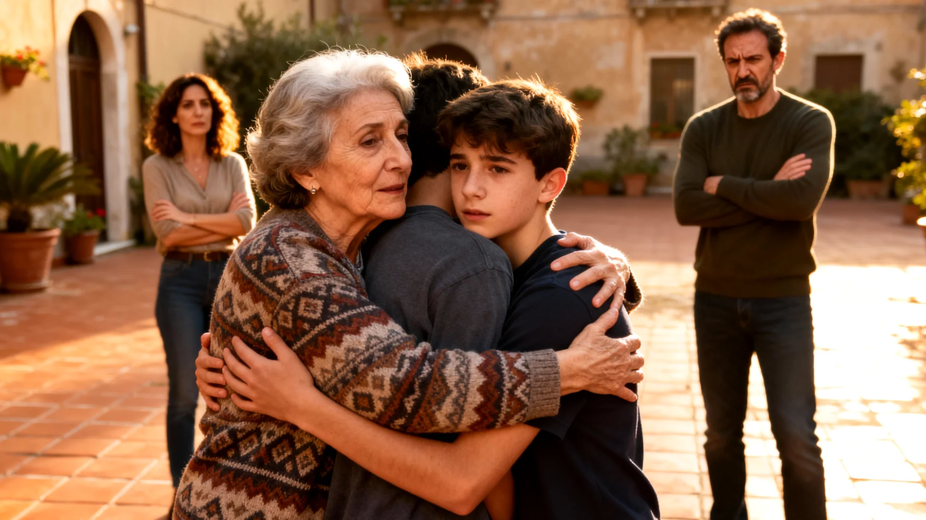 Nonna che protegge eccessivamente i nipoti giovani adulti, ostacolando la loro autonomia e creando tensioni con i genitori"