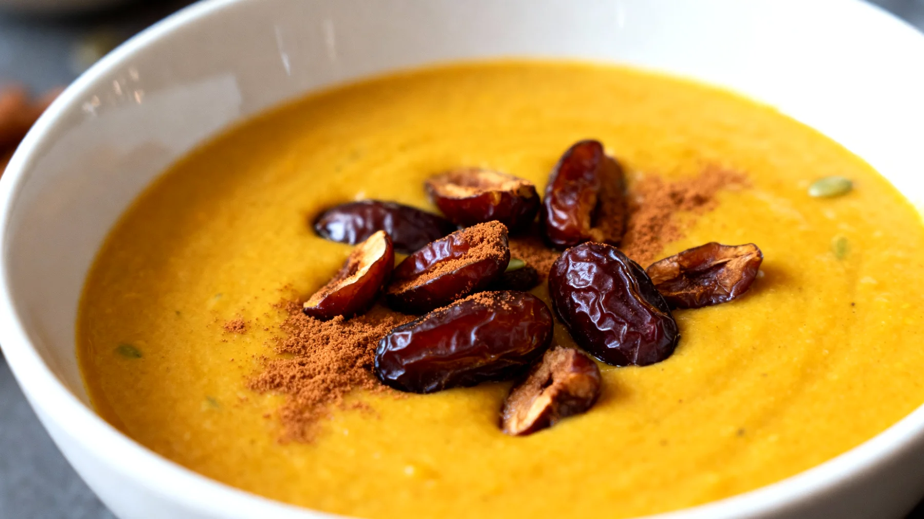 Crema di semi di zucca con datteri e cannella"